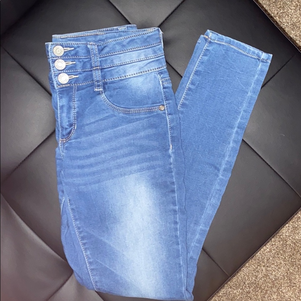 High rise medium wash jeans